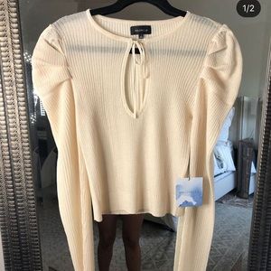 Revolve Majorelle shimmer semi sheer top